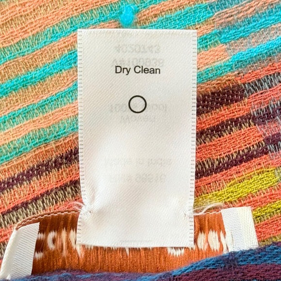 Coldwater Creek 100% Wool Multicolored Scarf With Fringe Size 70"x13" - Picture 4 of 5